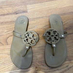 Tory Burch Tan Miller Logo Sandals